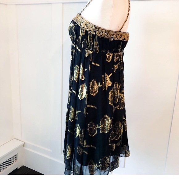 Cache Beaded Floral Sheer Overlay Strapless Dress - Picture 3 of 8